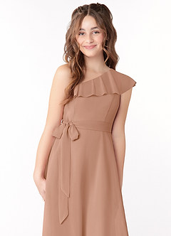 Azazie Eletta Junior Champagne Rose A-Line Ruched Chiffon Dress image5