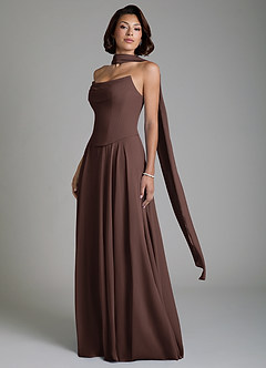 Azazie Ira Bridesmaid Dresses Ganache A-Line Corset Chiffon Dress image8