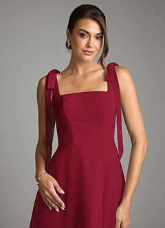 Azazie Debra Bridesmaid Dresses Burgundy A-Line with Pockets Chiffon Convertible Dress image2