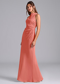 Azazie Evadne Suknie dla druhen Osłona Pofałdowany Szyfon Do ziemi Sukienka image5