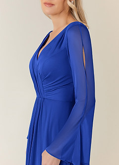 Azazie Teraso Mother of the Bride Dresses Royal Blue A-Line Pleated Mesh Dress image5