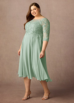 Azazie Marge Abiti per la Madre della Sposa Abito A-Line in Chiffon in Pizzo con Scollo a U Agave image4