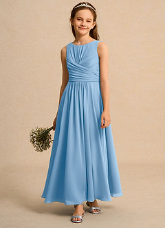 Azazie Ducky Girls Formal Flower Girl Dresses Powder Blue A-Line Pleated Chiffon Dress image4