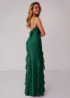 Barbie ♥ Azazie Bridesmaid Dresses Emerald Sheath Bow Chiffon Dress image2