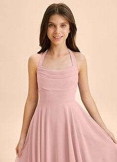 Azazie Kady Junior Vestido de Rosa Polvorienta de Gasa de Corte en A con Escote de Corazón image6
