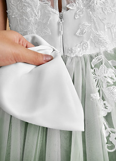 Azazie Bitsy Flower Girl Dresses Ivory Matcha A-Line Lace Tulle Dress image7