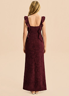 Azazie Jessamine Junior Robe Sirène en Blumen-Burnout Décolleté en cœur Cabernet image2