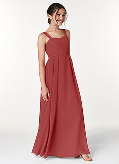 Azazie Simoan Junior Rust A-Line Sweetheart Neckline Chiffon Dress image3