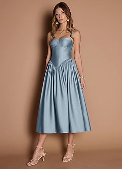 Ottilie Powder Blue Pleated Midi Dress image3