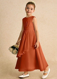 Azazie Edelweiss Flower Girl Dresses Burnt Orange A-Line Pleated Chiffon Dress image5
