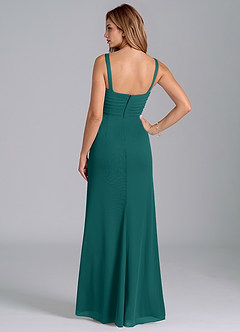 Azazie Micky Bridesmaid Dresses Peacock A-Line Pleated Mesh Dress image6