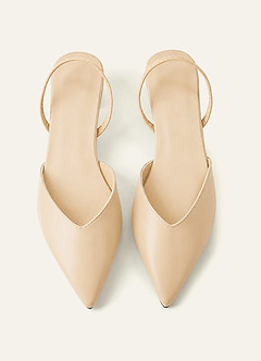 front Pointed Toe Slingback Low Heels Sculptural Block Heel Comfortable Dress Shoes