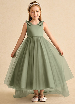 Azazie Lorita Flower Girl Dresses Pistachio A-Line Beaded Tulle Dress image2