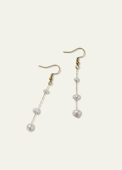 front 14K Gold Plated Stainless Steel Pearl Tassel Necklace And Natural Baroque Earrings Set