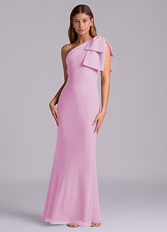 Azazie Yuanna Bridesmaid Dresses Candy Pink Mermaid One Shoulder Chiffon Dress image4