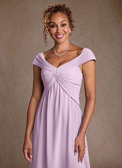 Azazie Myrtle Mother of the Bride Dresses Frosted Lilac A-Line Pleated Chiffon Dress image5