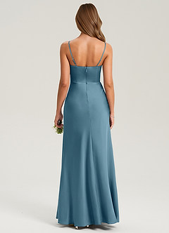 Azazie Lidia Abiti da Damigella Abito Sirena in Raso Elasticizzato Spacco Laterale Bermuda image8