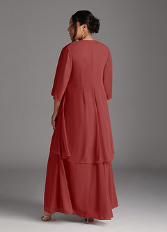 Azazie Manuella Vestidos para mãe da noiva Vestido Ferrugem de Chiffon de Linha A com Decote em V Plissado image15