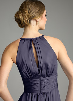 Azazie Bonnie Bridesmaid Dresses Stormy A-Line Pleated Stretch Satin Dress image6