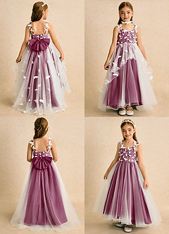Azazie Darlina Flower Girl Dresses Ivory Mulberry Ball-Gown Lace Tulle Dress image2