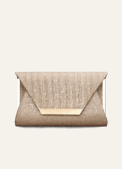 front Elegant Glitter Flap Clutch