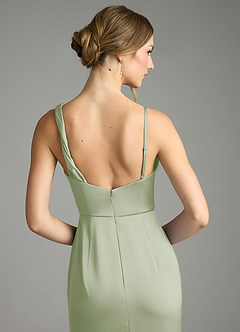 Azazie Samara Robes de demoiselle d'honneur Robe Sirène en Satin extensible Plissée Vert Sauge image6