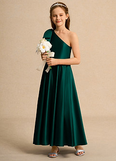 Azazie Guppy Girls Formal Flower Girl Klänningar Klä A-Line i Matt satäng Ena axeln image5