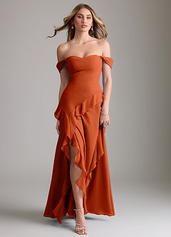 Azazie Sloane Bridesmaid Dresses Burnt Orange A-Line Sweetheart Neckline Chiffon Dress image5