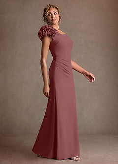 Azazie Gwynne Mère de la mariée Robes Robe Sirène en Crêpe Élastique Épaule décolletée Rose Du Désert image2