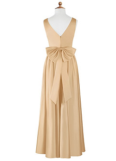 Azazie Hathaway Junior Gold A-Line Bow Stretch Satin Dress image6