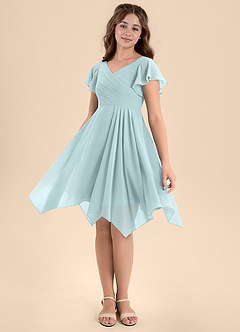 Azazie Janeaurelia Junior Mist A-Line Pleated Chiffon Dress image4