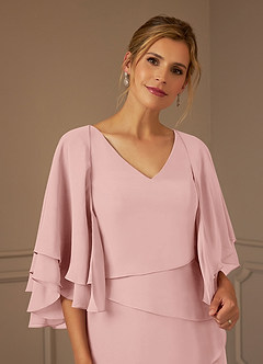 Azazie OHara Mother of the Bride Dresses Powder Pink A-Line V-Neck Chiffon Dress image6
