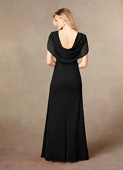 Azazie Luisa Mother of the Bride Dresses Black Mermaid V-Neck Pleated Mesh Dress image2