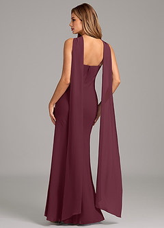 Azazie Kinsley Bridesmaid Dresses Cabernet Mermaid Pleated Chiffon Dress image2