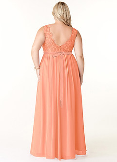 Azazie Elly Bridesmaid Dresses Sunset A-Line Lace Scoop Neck Chiffon Dress image8