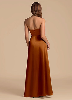 Azazie Wren Bridesmaid Dresses Copper A-Line Strapless Metallic Satin Dress image2