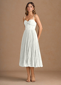 Annie White Pleated Midi Dress image3