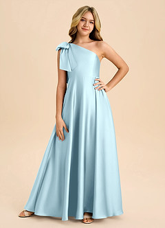 Azazie Penguin Junior Jurk van Stretch Satijn met A-Lijn Boog Wolkenblauw image3