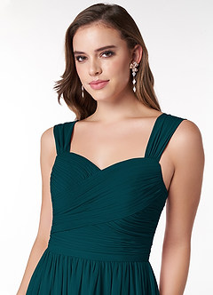 Azazie Zapheira Bridesmaid Dresses Pine A-Line Ruched Chiffon Dress image5