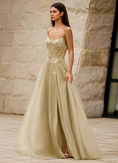 Brilliance Szampan Błyszcząca sukienka na studniówkę image3