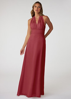 Azazie Fifi Bridesmaid Dresses Pomegranate A-Line Strapless Chiffon Convertible Dress image2