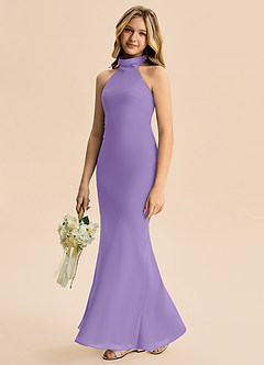 Azazie Velli Junior Meerjungfrau-Linie Hoher Kragen Chiffon Kleid Tahiti image4