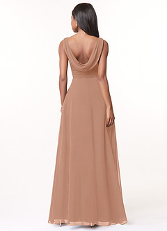 Azazie Karina Bridesmaid Dresses Champagne Rose A-Line Pleated Chiffon Dress image2