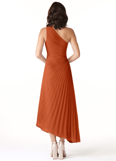 Azazie Kirra Brautjungfernkleider A-Linie One-Shoulder Chiffon Kleid Gebranntes Orange image2