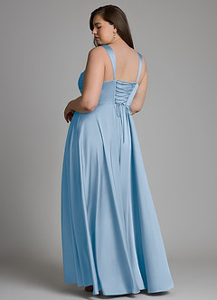 Azazie Azaria Brautjungfernkleider A-Linie Korsett Stretch-Satin Kleid Puderblau image8