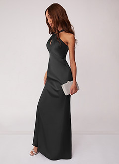 Barbie ♥ Azazie Bridesmaid Dresses Keyhole Halter Stretch Satin Sheath Dress image5