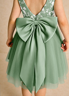 Azazie Butterfly Blumenmädchenkleider A-Linie Spitze Kleid Matcha image6