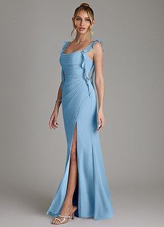 Azazie Jessamine Bridesmaid Dresses Steel Blue Mermaid Corset Chiffon Dress image5