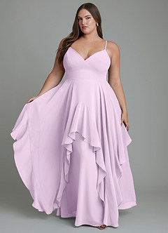 Azazie Zaina Bridesmaid Dresses Frosted Lilac A-Line Chiffon Dress image7