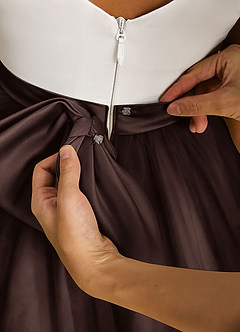 Azazie Sprout Flower Girl Dresses Ganache A-Line Bow Tulle Dress image5